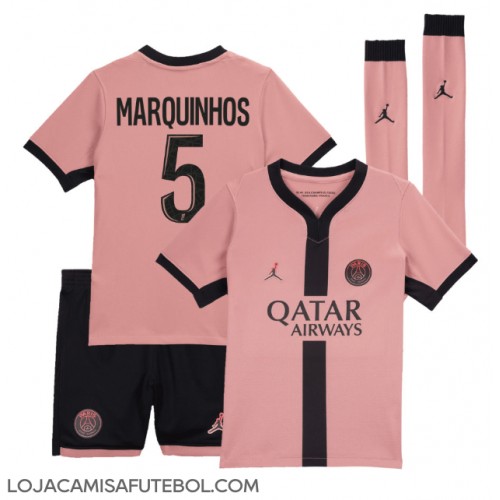 Camisa de Futebol Paris Saint-Germain Marquinhos #5 Equipamento Alternativo Infantil 2024-25 Manga Curta (+ Calças curtas)